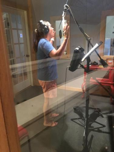 Julie records her lead vocal